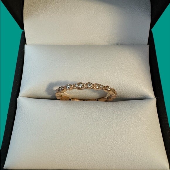 Jewelry - Diamond Banded 14k Rose Gold Ring - Size 4